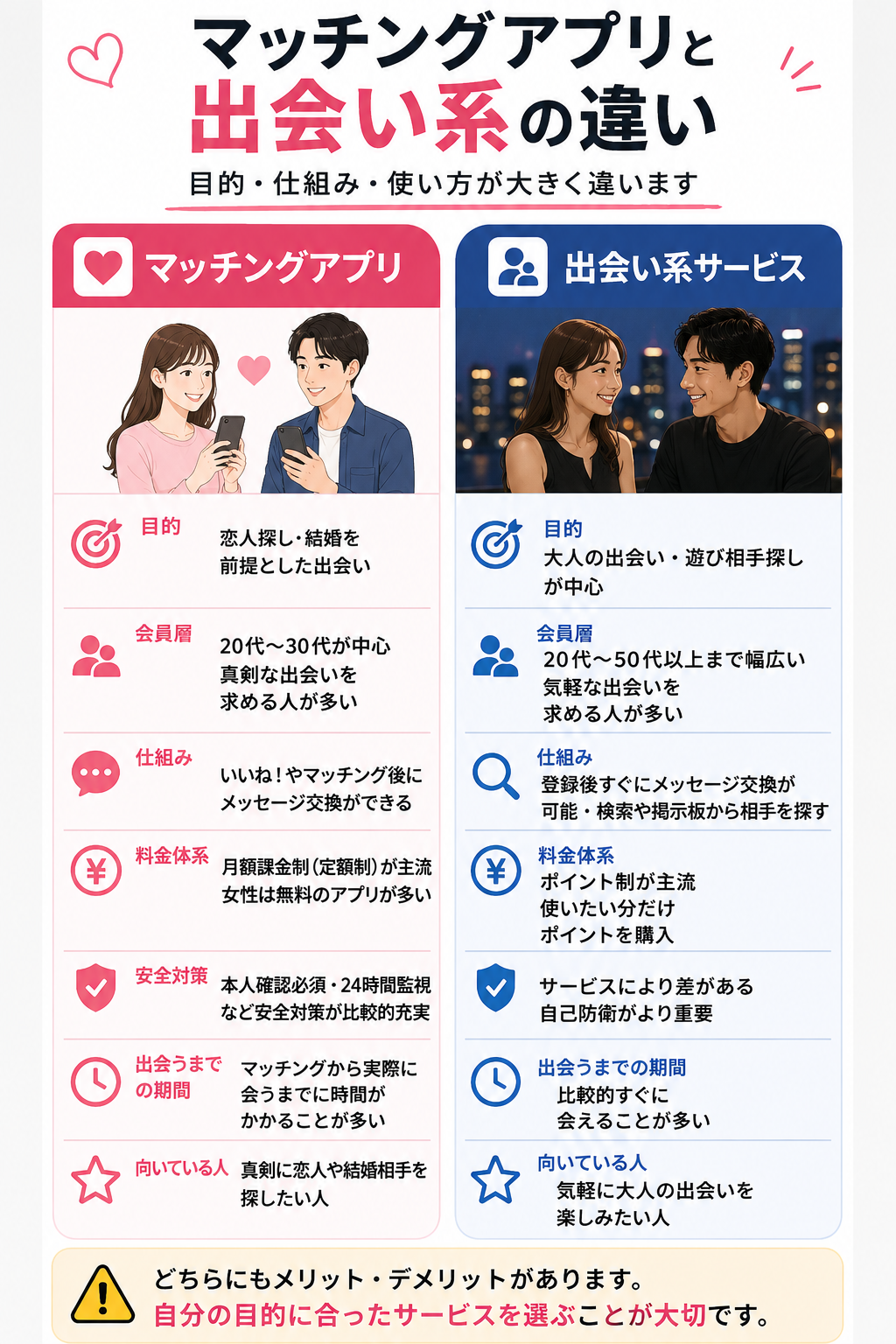 マッチングアプリと出会い系サービスの違い