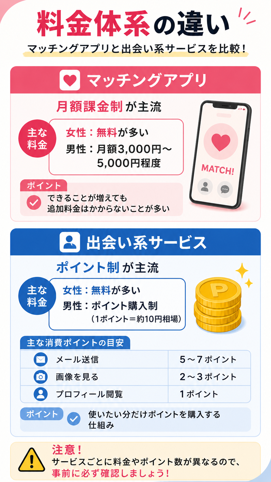 マッチングアプリと出会い系サービスの料金体系の違い